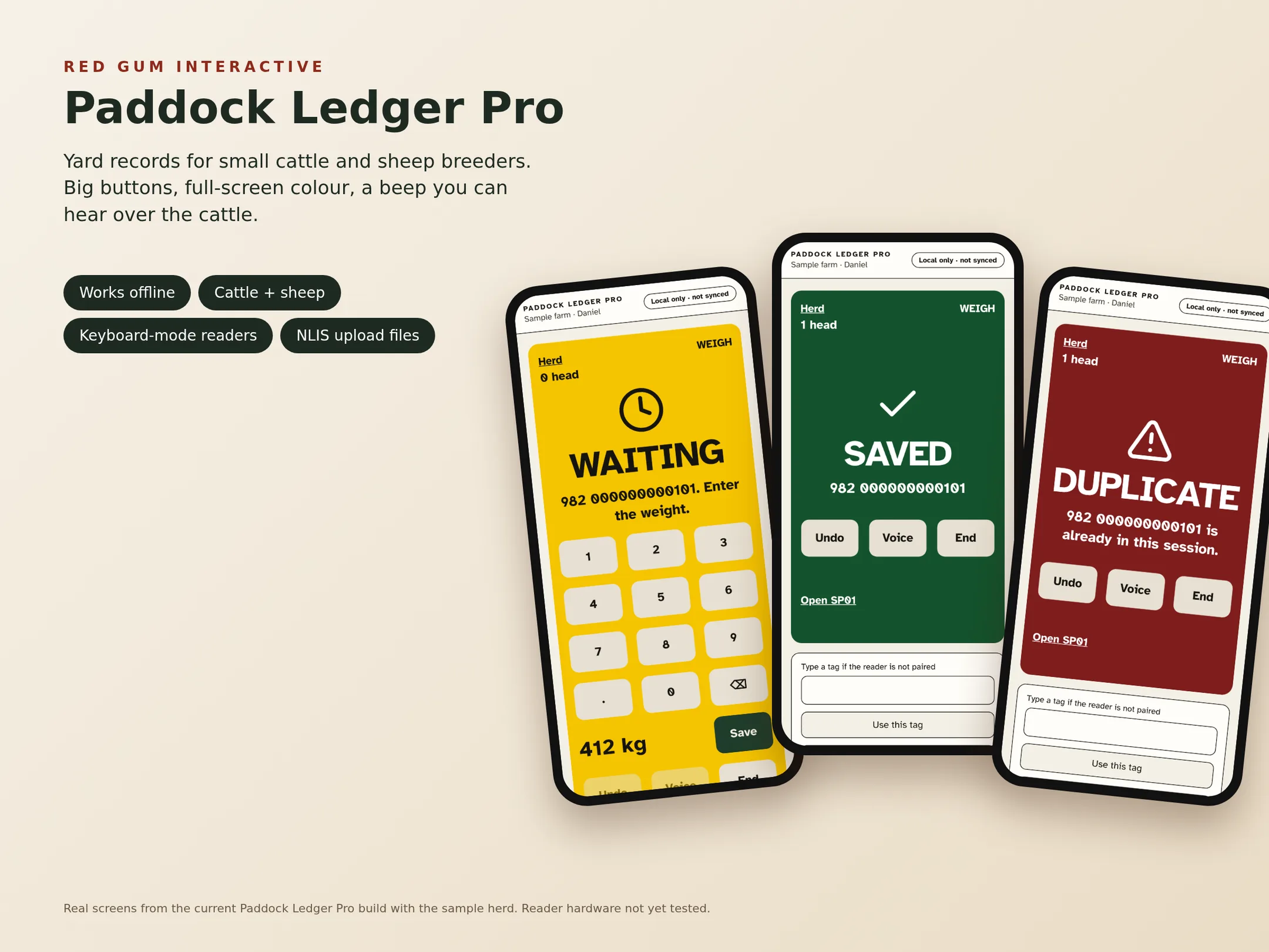 Paddock Ledger Pro yard mode with large full-screen scan states